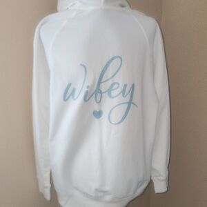 Torrid White and Blue Cowl Neck Sweater